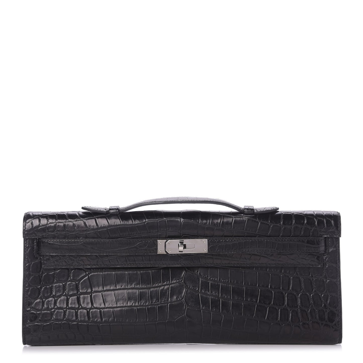 Matte Niloticus Crocodile Kelly Cut Pochette Black