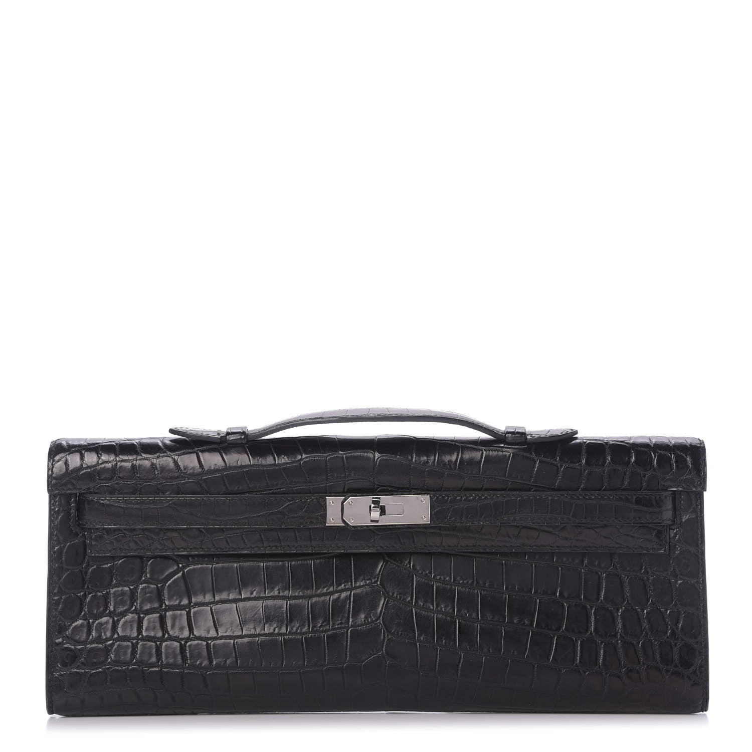 Hermes Matte Niloticus Crocodile Kelly Cut Pochette Black 1 of 9