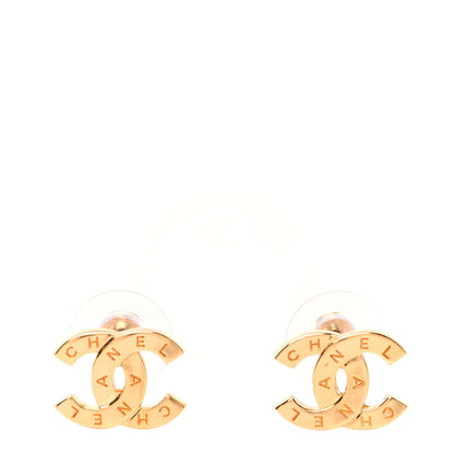Chanel Metal CC Paris Button Stud Earrings Gold 1 of 9