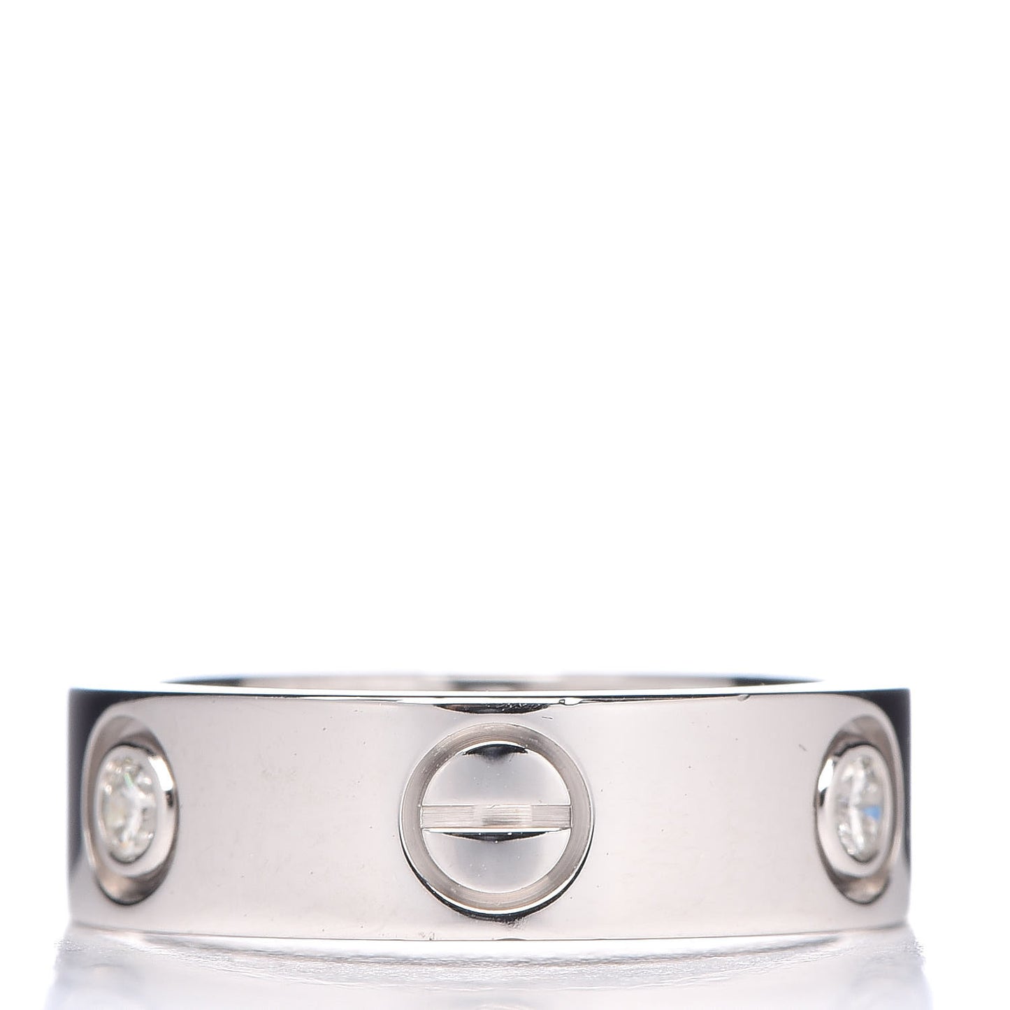 18K White Gold 3 Diamond 5.5mm LOVE Ring 49 5