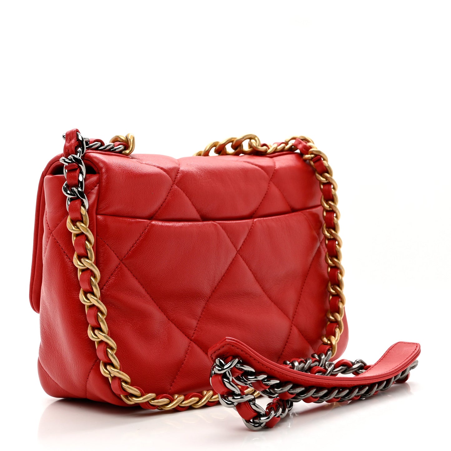 Lambskin Quilted Medium Chanel 19 Flap Red