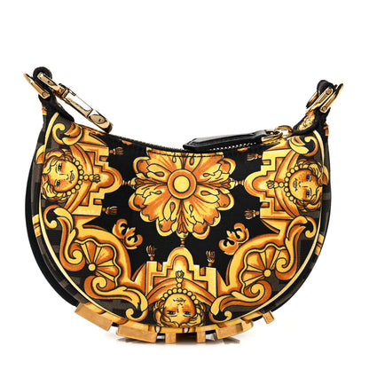 Fendi X VERSACE Silk Fendace Baroque Nano Fendigraphy Hobo Charm Black Gold 1 of 19