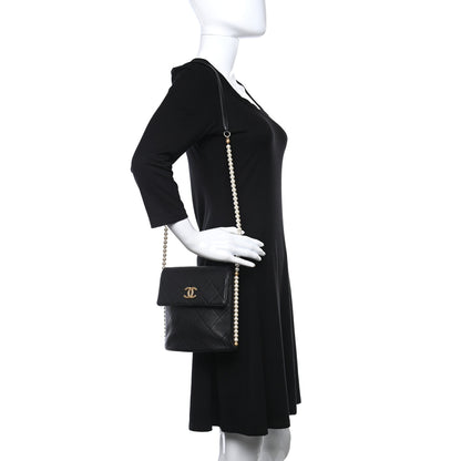 Chanel Calfskin Quilted Pearl Small About Pearls Hobo Bag Black 2 of 9