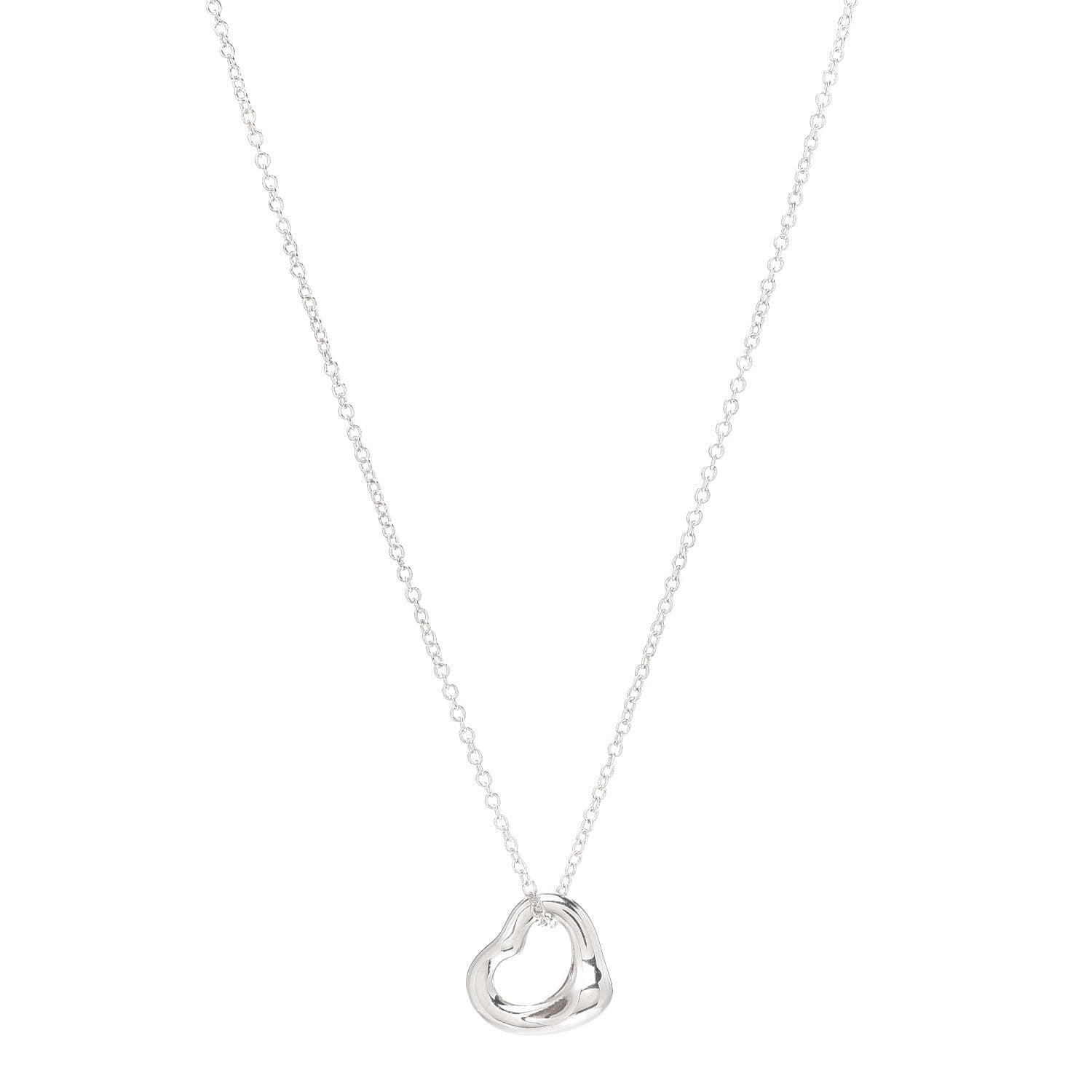 Tiffany Sterling Silver 11mm Elsa Peretti Open Heart Pendant Necklace 1 of 6