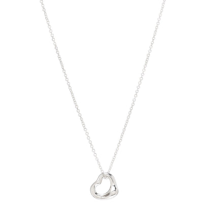 Tiffany Sterling Silver 11mm Elsa Peretti Open Heart Pendant Necklace 1 of 6