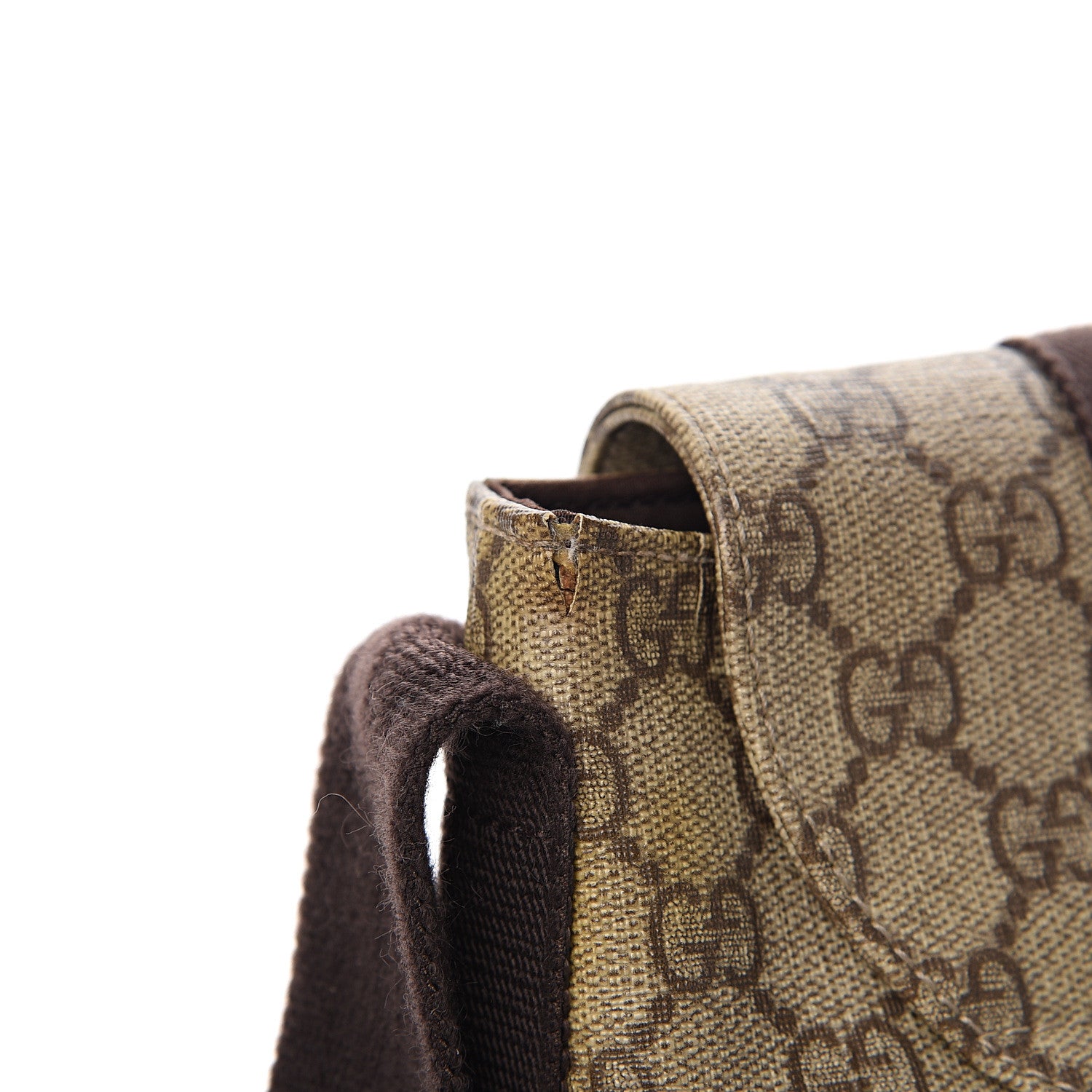 Gucci GG Plus Monogram Large Double Buckle Flap Messenger Bag Beige Dark Brown 10 of 11