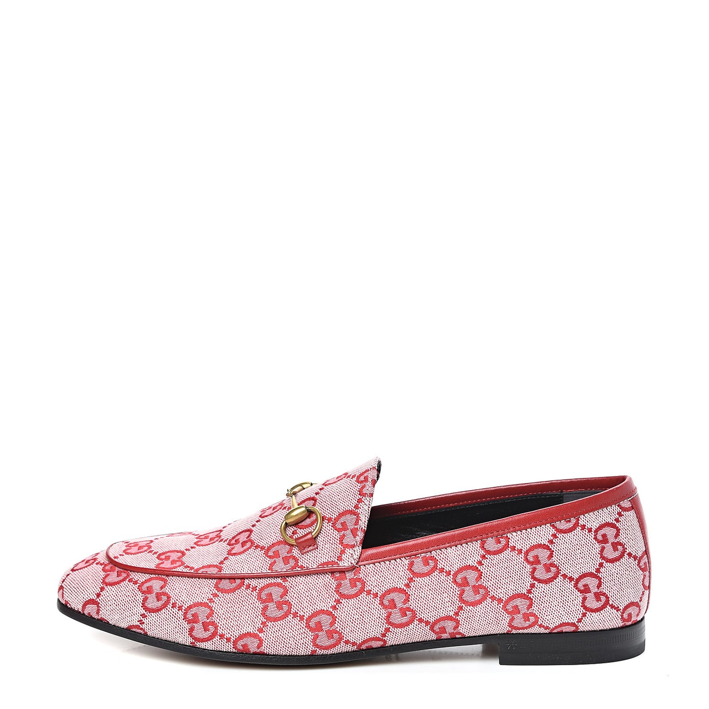 Canvas GG Monogram Horsebit Womens Jordaan Loafers 39 Gardenia Hibiscus Red