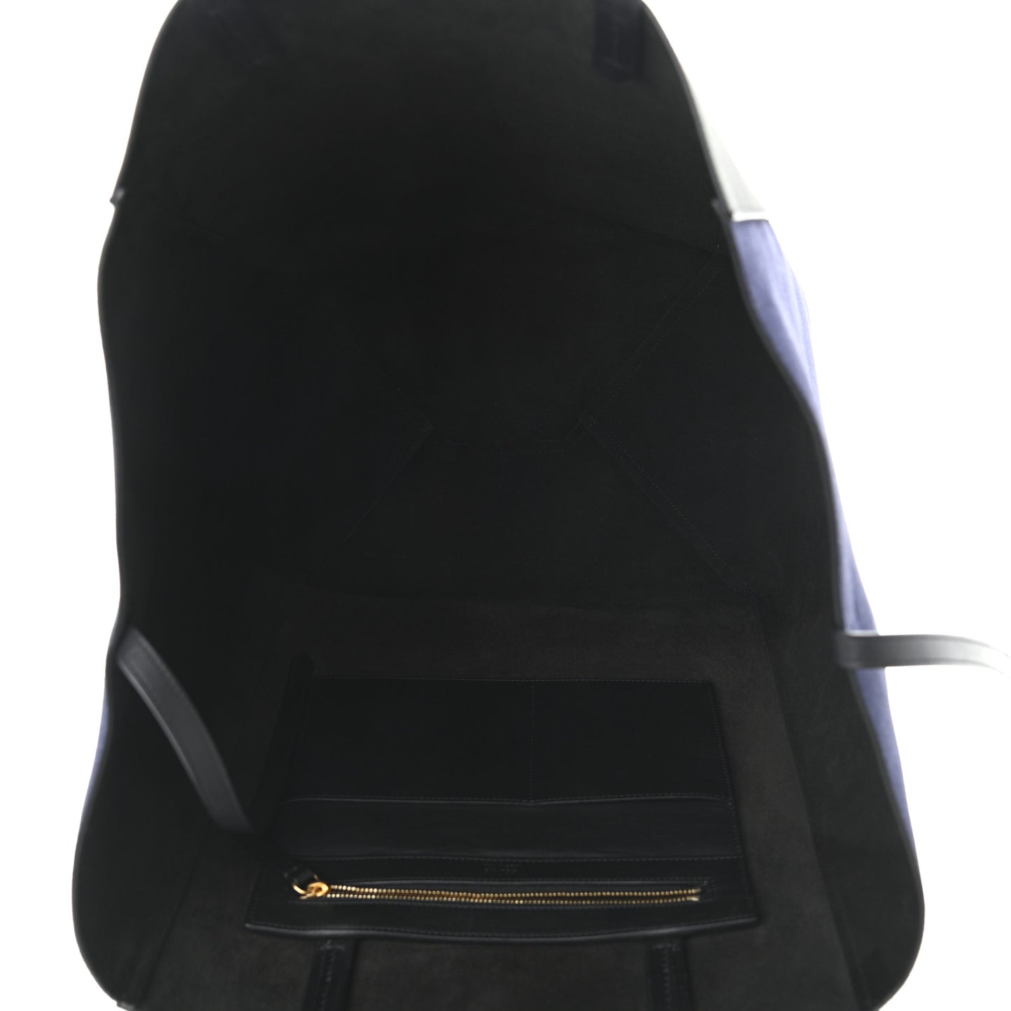 Smooth Calfskin Suede Large Phantom Luggage Bi-Cabas Black Navy