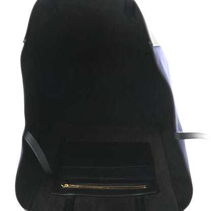 Celine Smooth Calfskin Suede Large Phantom Luggage Bi-Cabas Black Navy 5 of 12