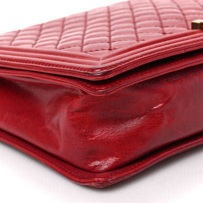 Chanel Aged Glazed Calfskin Quilted Large Boy Flap Red 8 of 8