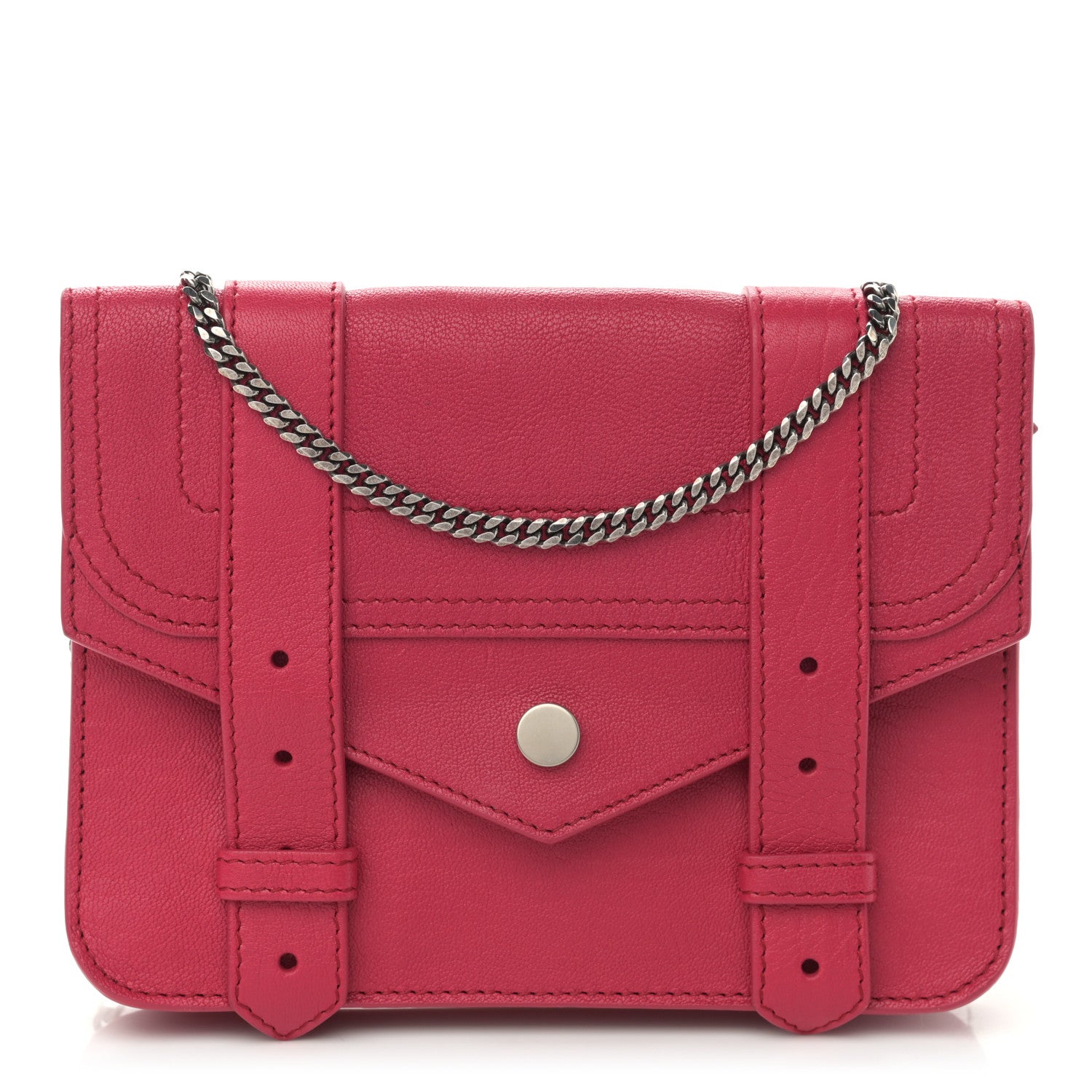 Proenza Schouler Lambskin PS1 Large Chain Wallet Raspberry 1 of 9