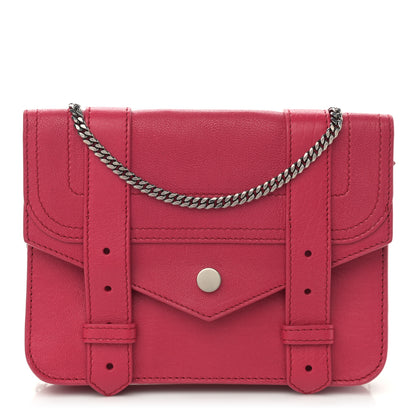 Proenza Schouler Lambskin PS1 Large Chain Wallet Raspberry 1 of 9