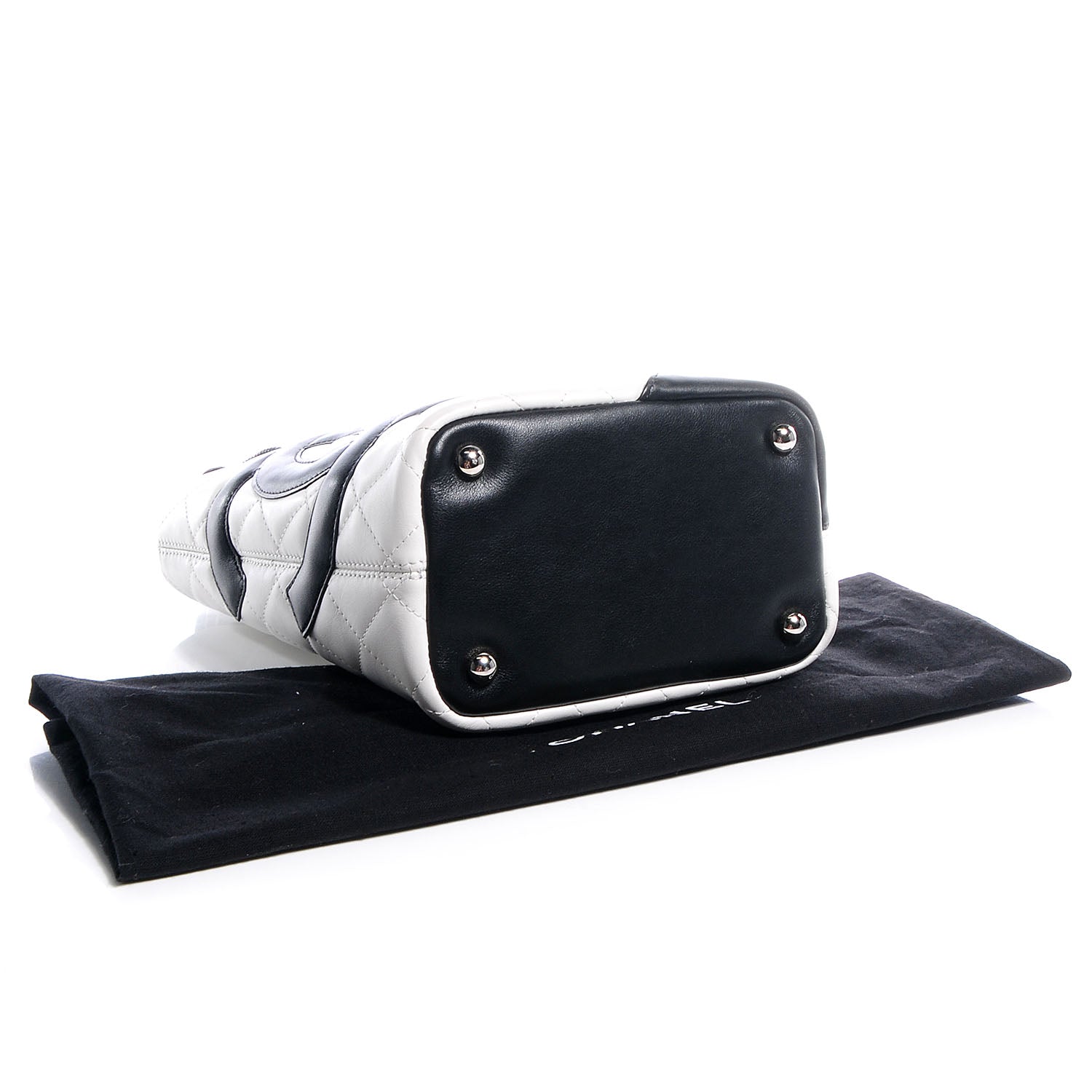 Chanel Calfskin Quilted Small Cambon Tote White Black 4 of 7