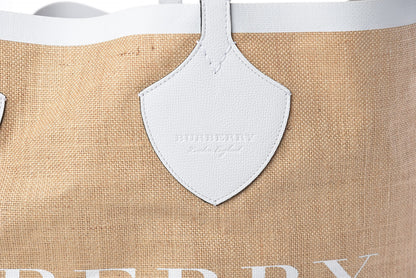 Burberry Raffia Logo Print The Giant Reversible Tote Bag Chalk White 9 of 10