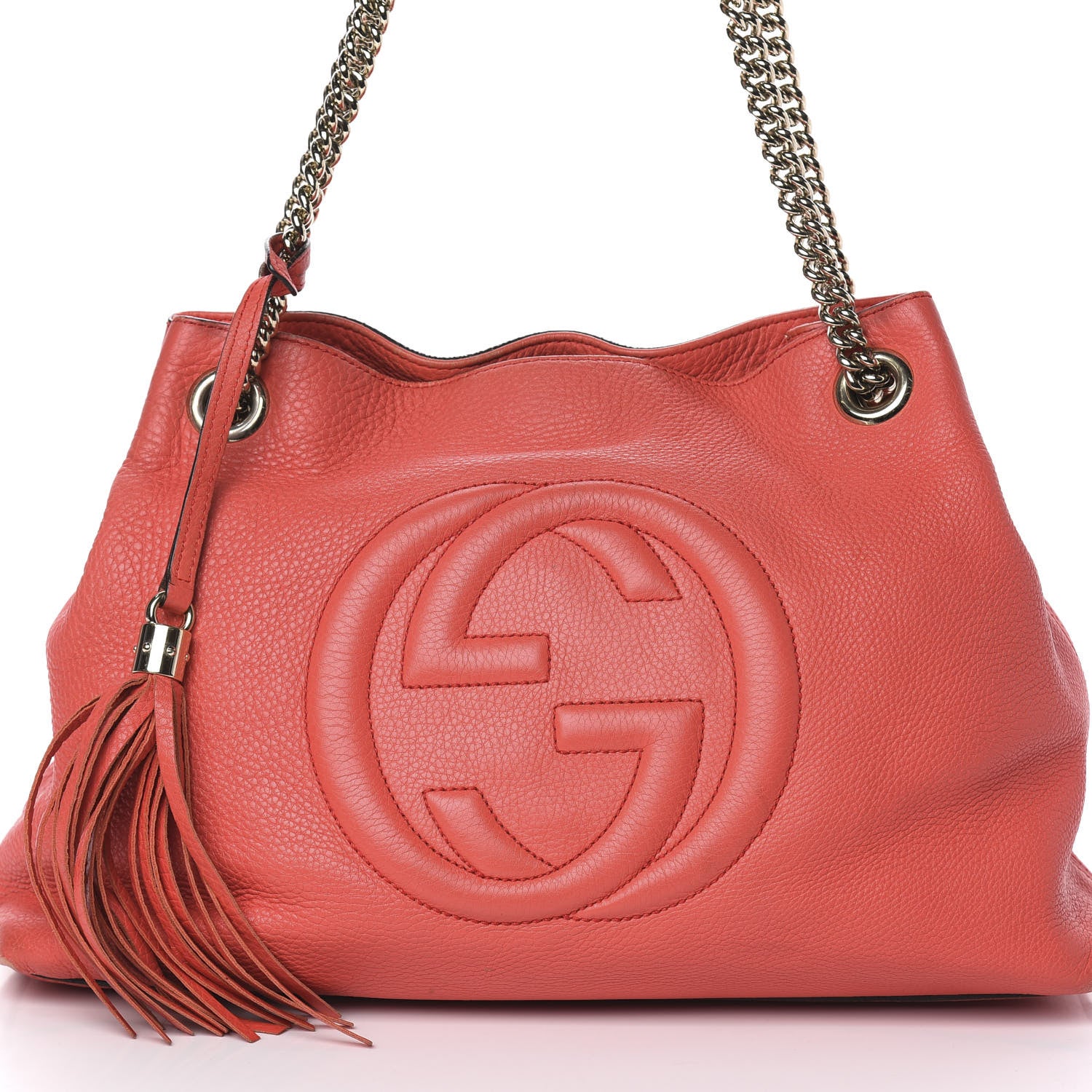 Gucci Pebbled Calfskin Medium Soho Chain Shoulder Bag Begonia Pink 12 of 16