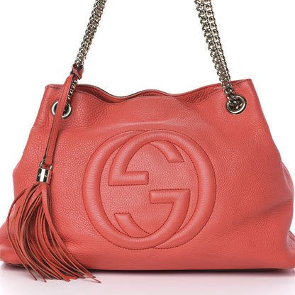 Gucci Pebbled Calfskin Medium Soho Chain Shoulder Bag Begonia Pink 12 of 16