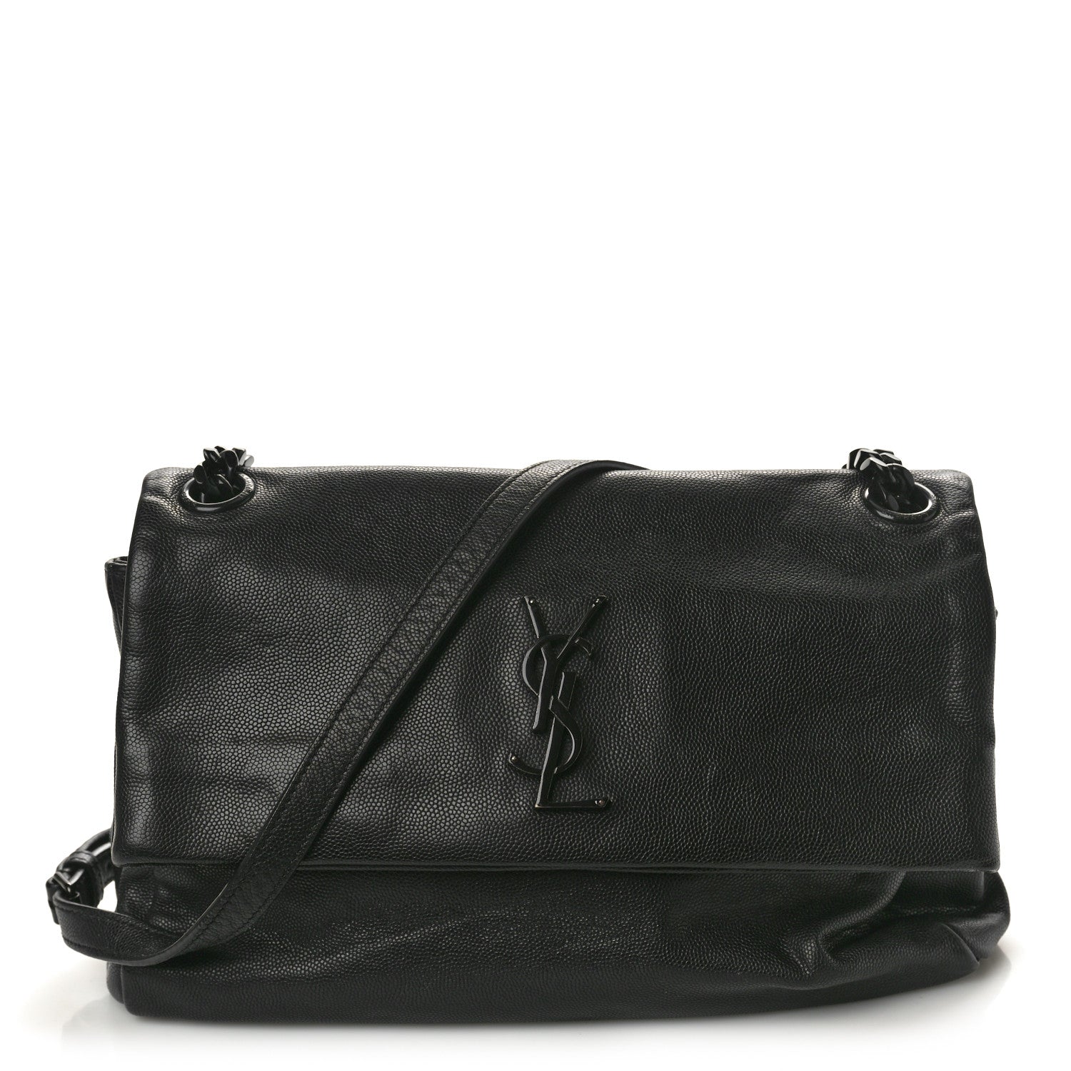 Saint Laurent Grain De Poudre Medium West Hollywood Monogram Fold-Over Black 1 of 13