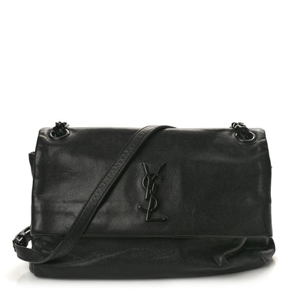 Saint Laurent Grain De Poudre Medium West Hollywood Monogram Fold-Over Black 1 of 13