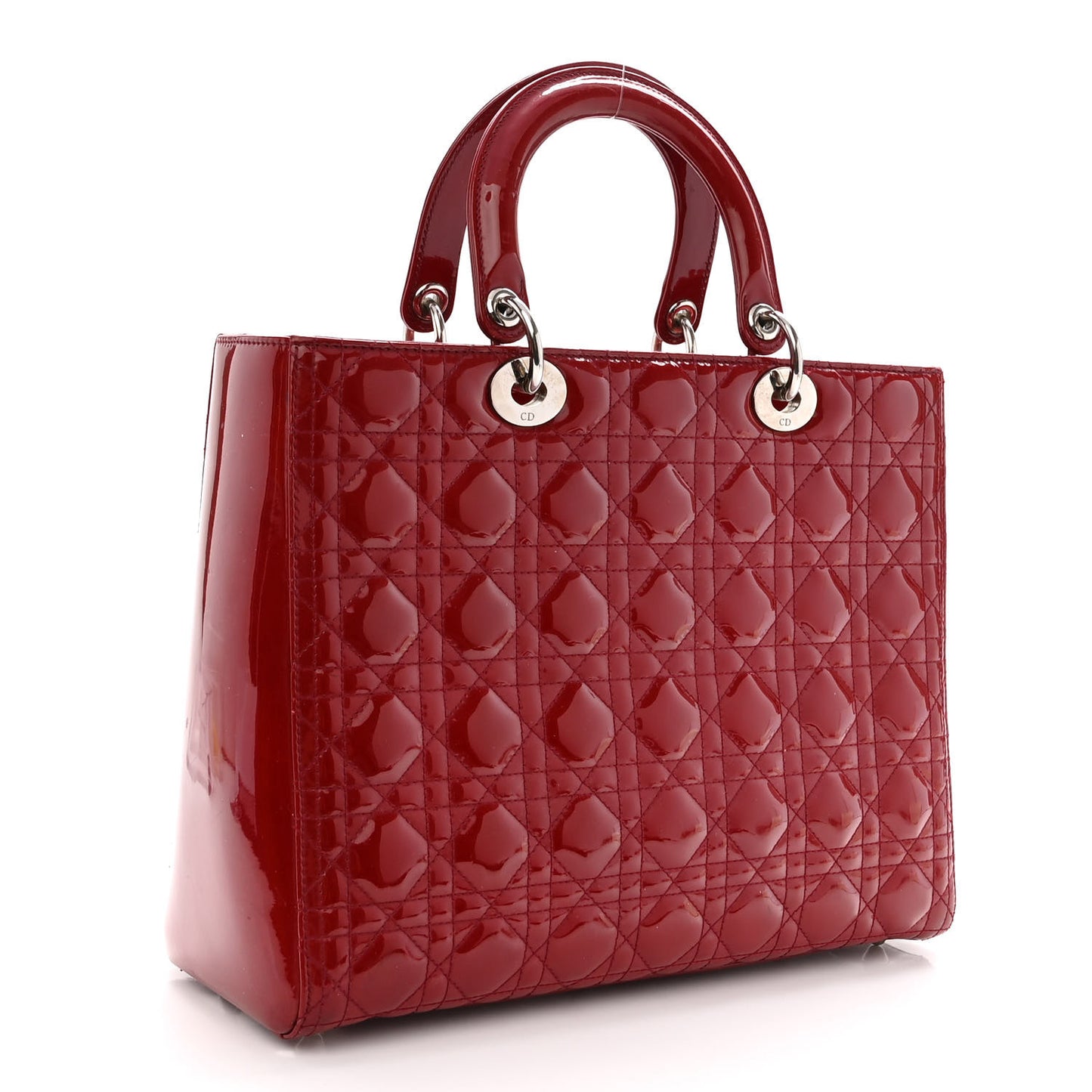 Patent Cannage Large Lady Dior Red