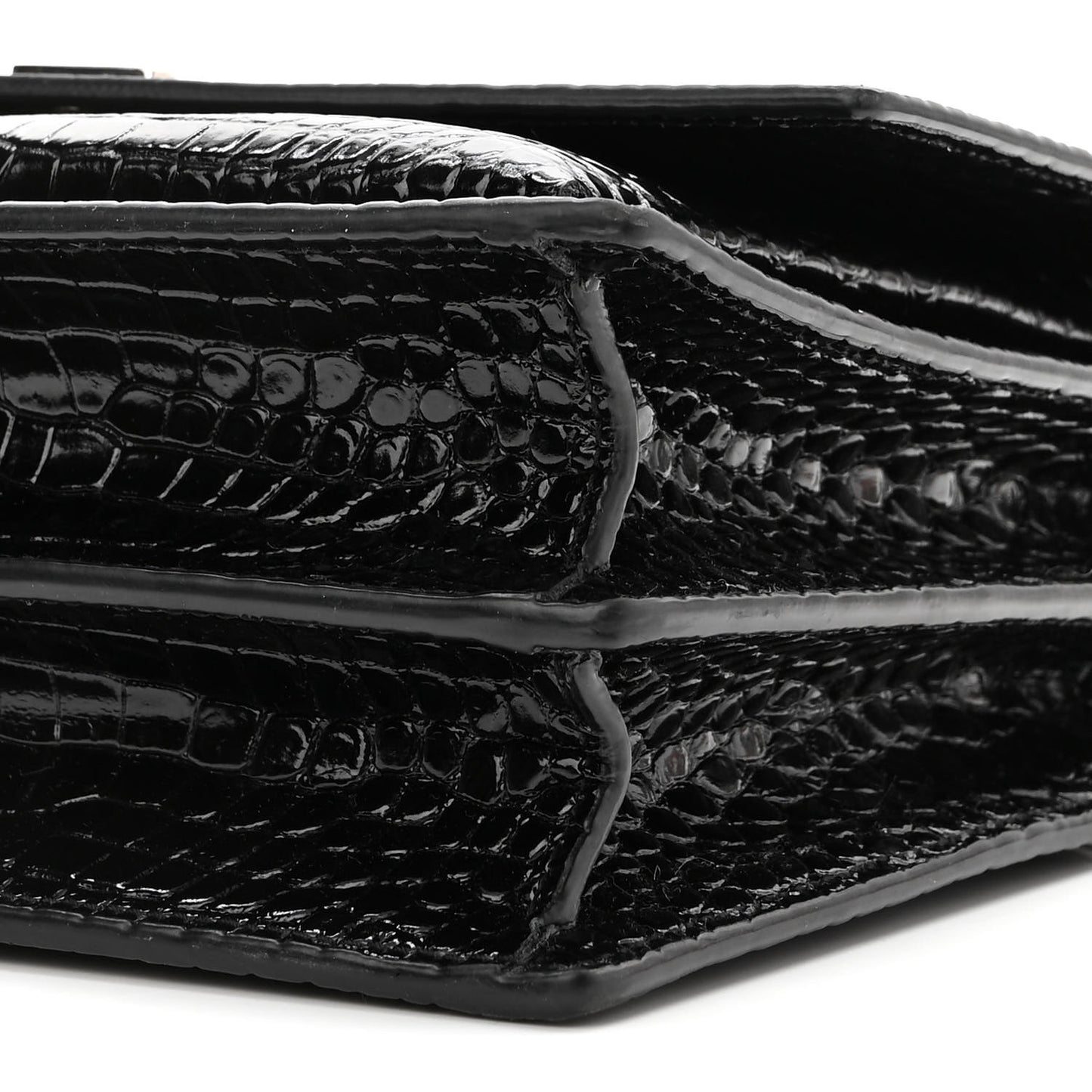Calfskin Crocodile Embossed Medium Monogram Sunset Black
