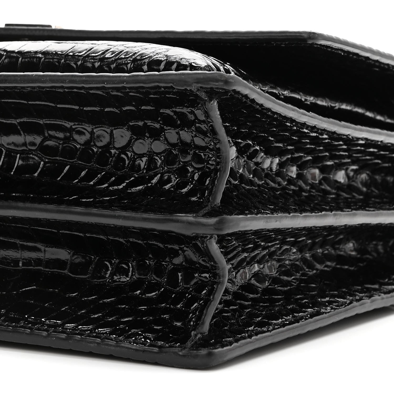 Saint Laurent Calfskin Crocodile Embossed Medium Monogram Sunset Black 9 of 9