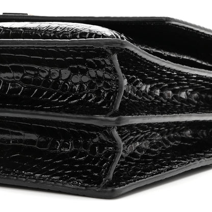 Saint Laurent Calfskin Crocodile Embossed Medium Monogram Sunset Black 9 of 9