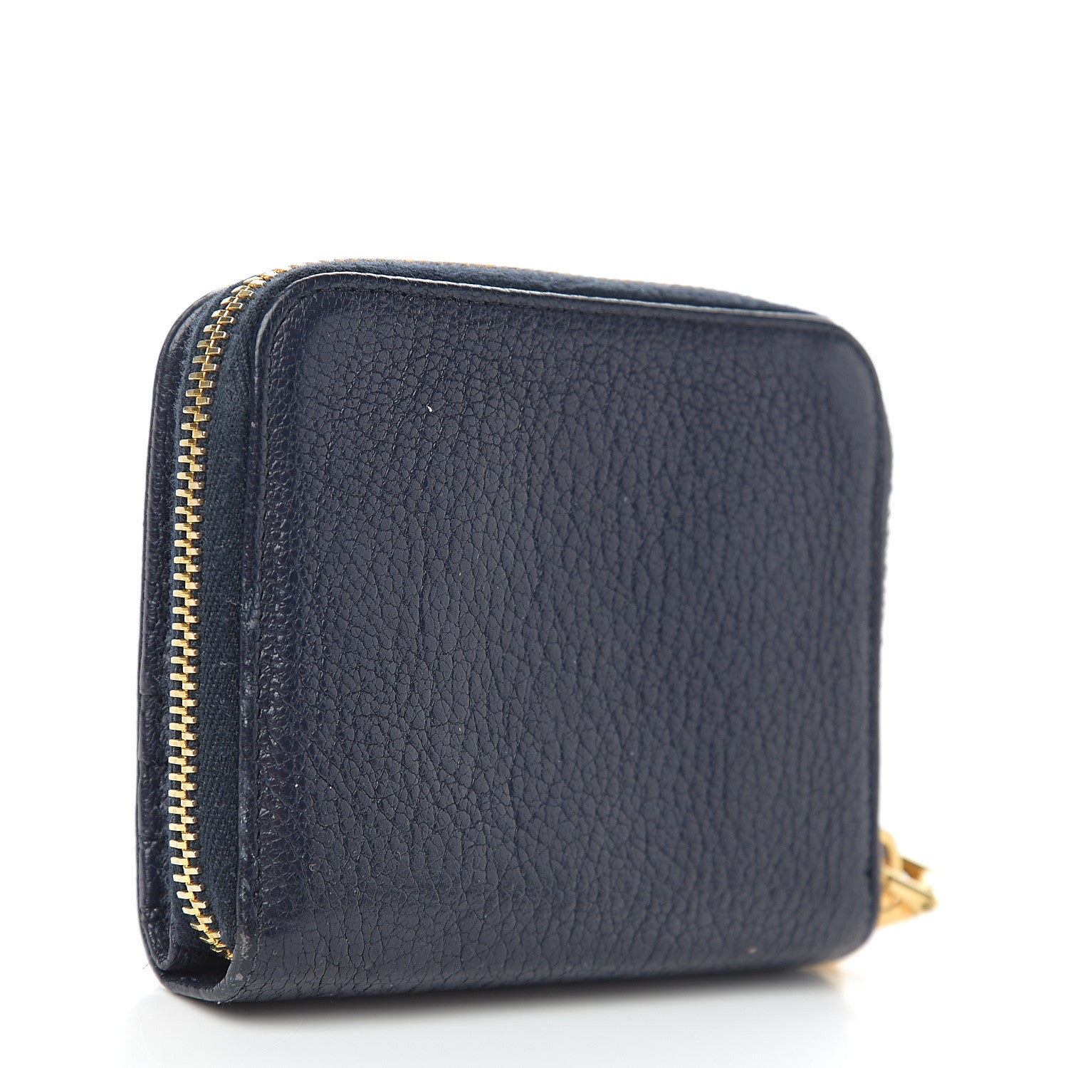 Miu Miu Goatskin Madras Zip Compact Wallet Navy 2 of 7