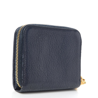 Miu Miu Goatskin Madras Zip Compact Wallet Navy 2 of 7
