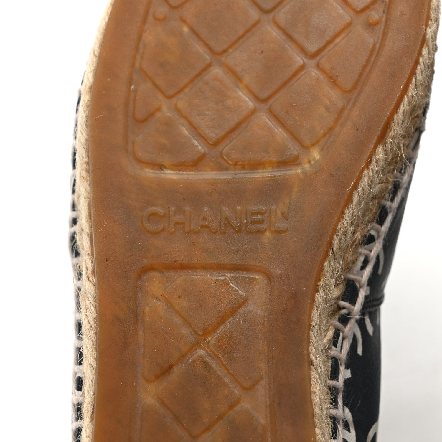 Chanel Lambskin Printed CC Espadrilles 38 Black White 6 of 9