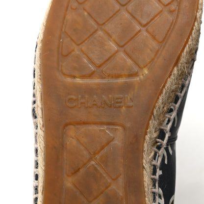 Chanel Lambskin Printed CC Espadrilles 38 Black White 6 of 9