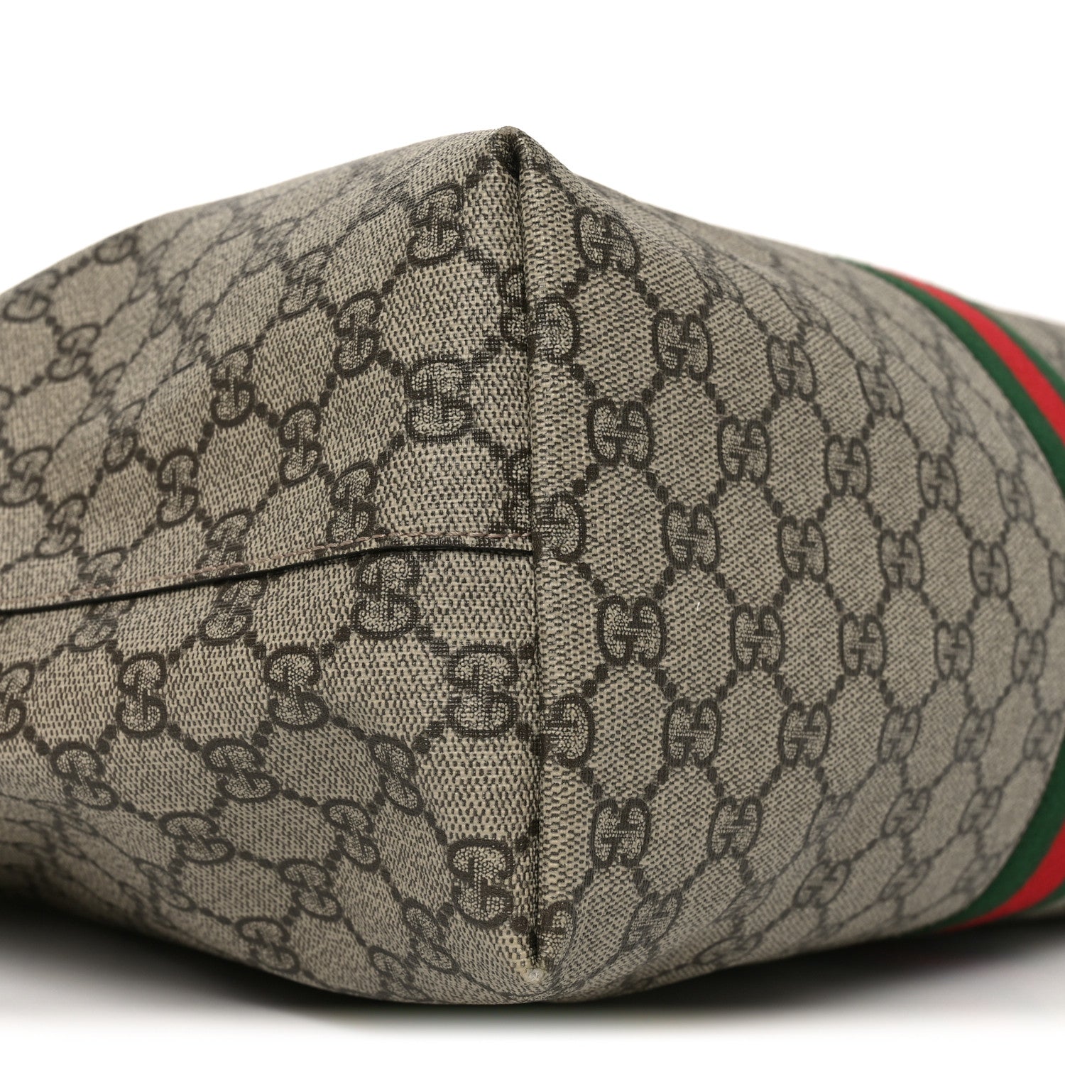 Gucci GG Supreme Monogram Textured Calfskin Web Medium Ophidia Shopping Tote Beige Ebony New Acero 9 of 11