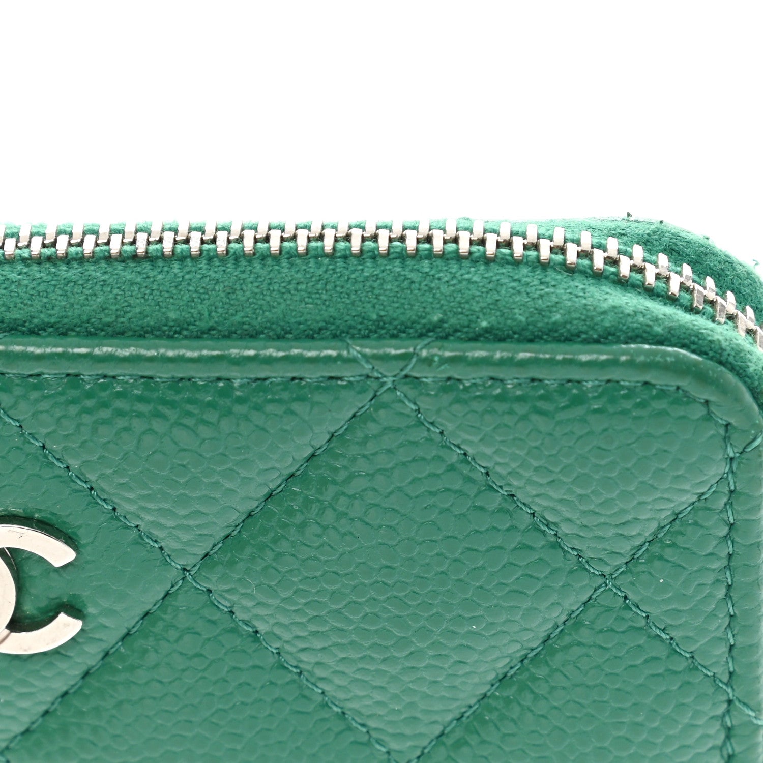 Chanel Caviar Quilted Zipped Key Holder Case Green 9 of 10