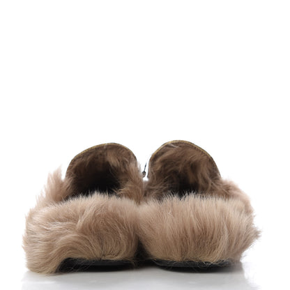 Gucci Brocade Fur Womens Princetown Slippers 40.5 Brown 6 of 9