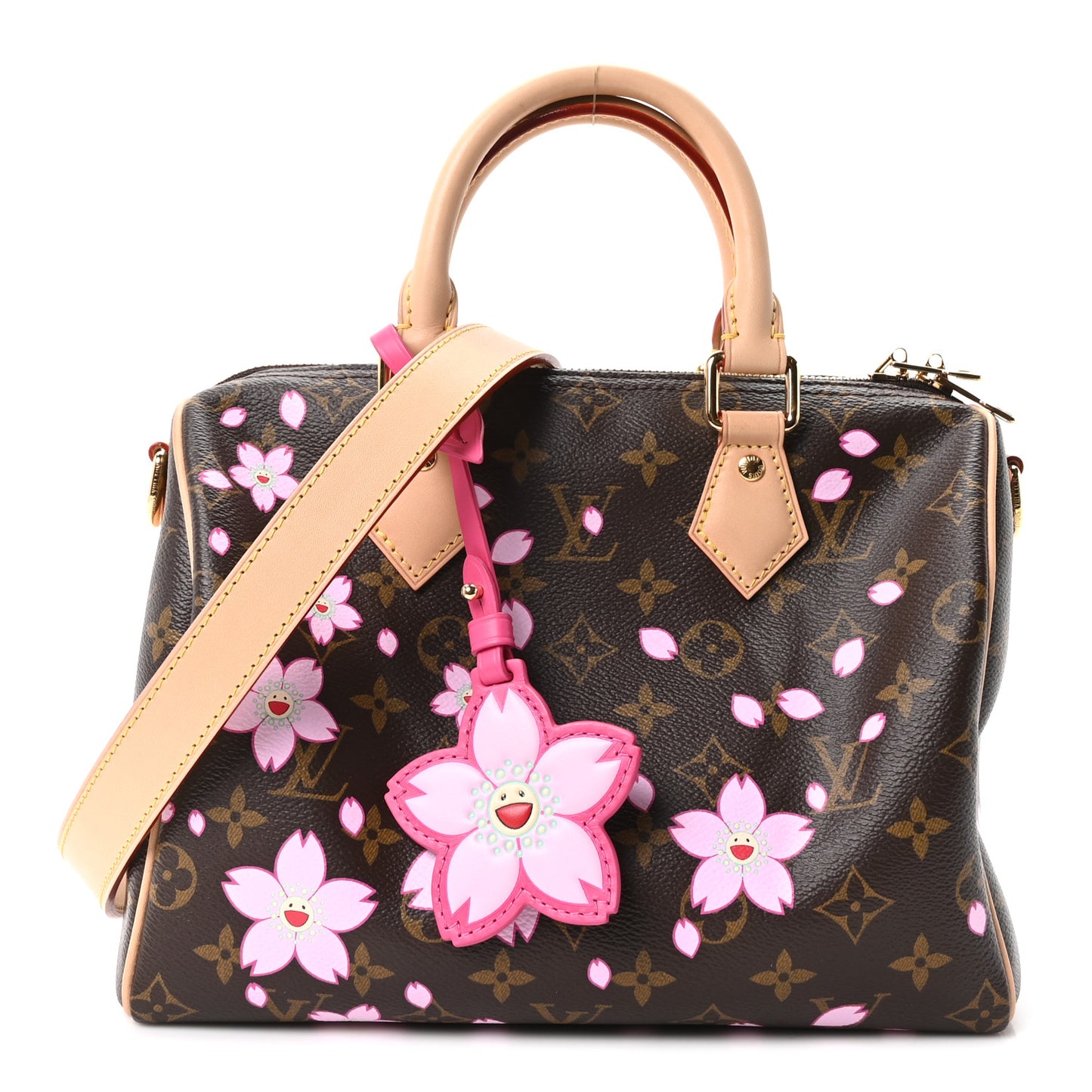 LV X TM Monogram Cherry Blossom Speedy Bandouliere 25 Sakura Brown