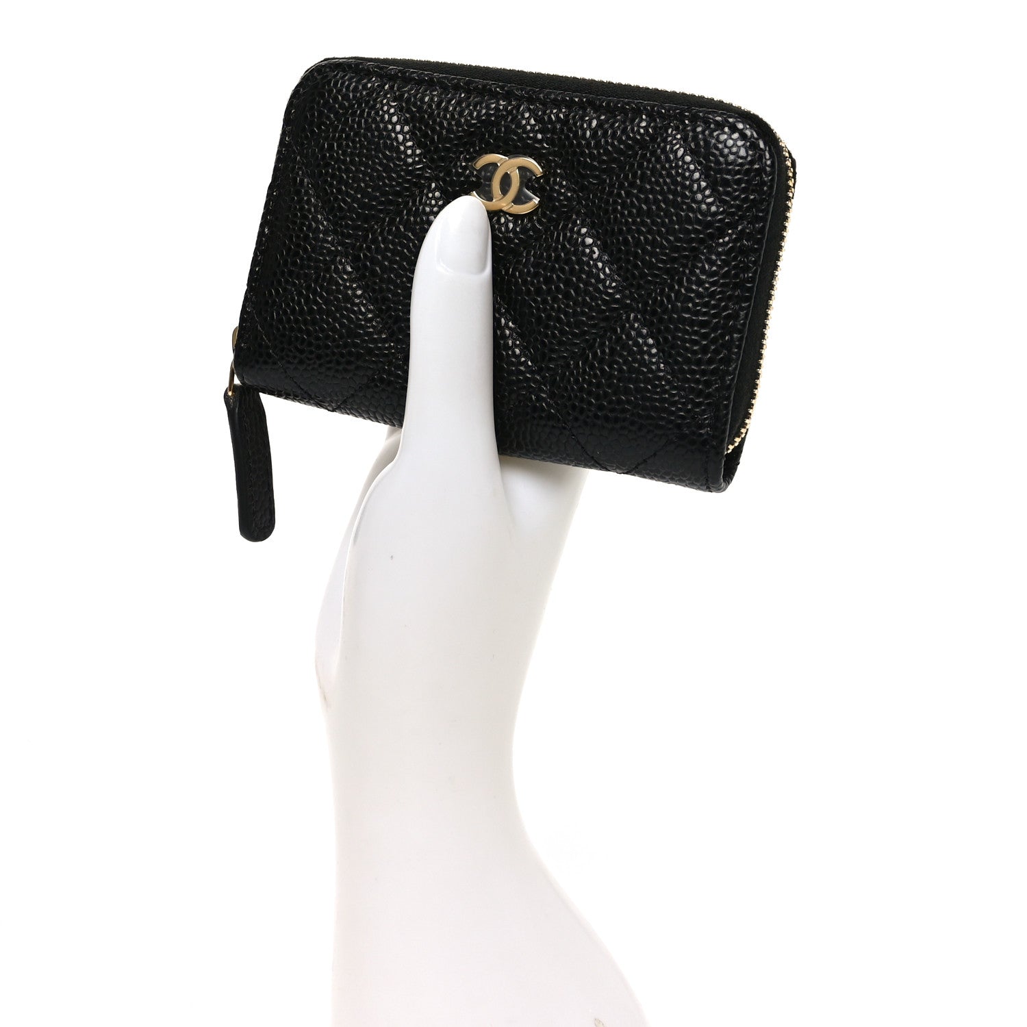 Chanel Caviar Quilted Zip Coin Purse Black 2 of 8