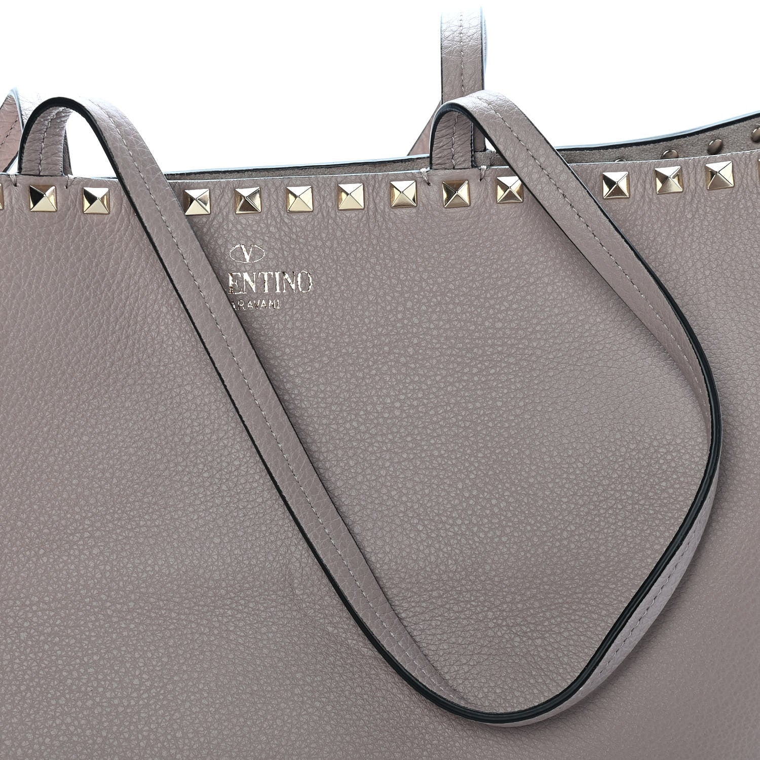 Valentino Garavani Grained Calfskin Rockstud Shoulder Tote Poudre 10 of 12