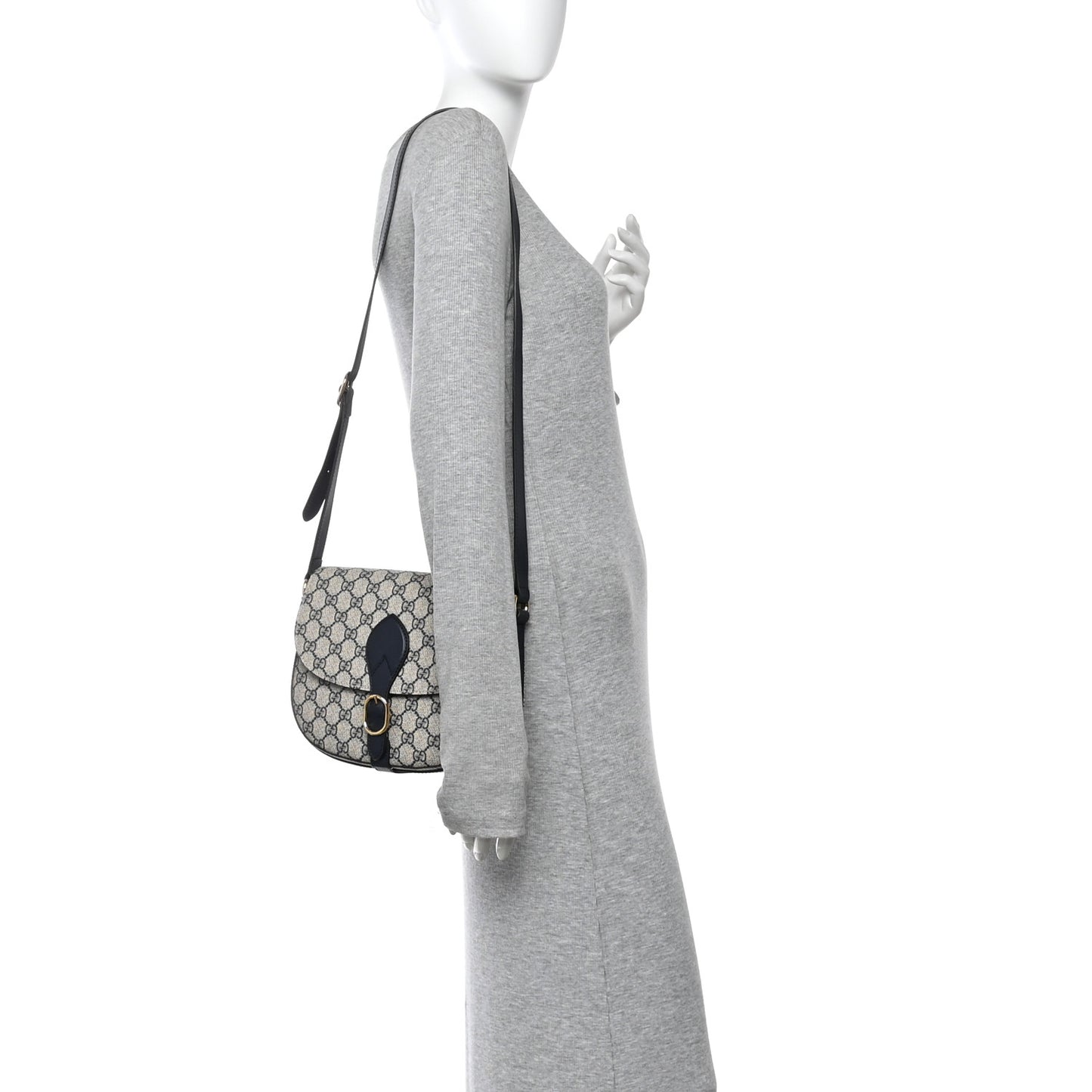 GG Supreme Monogram Small Messenger Shoulder Bag Beige Blue Navy