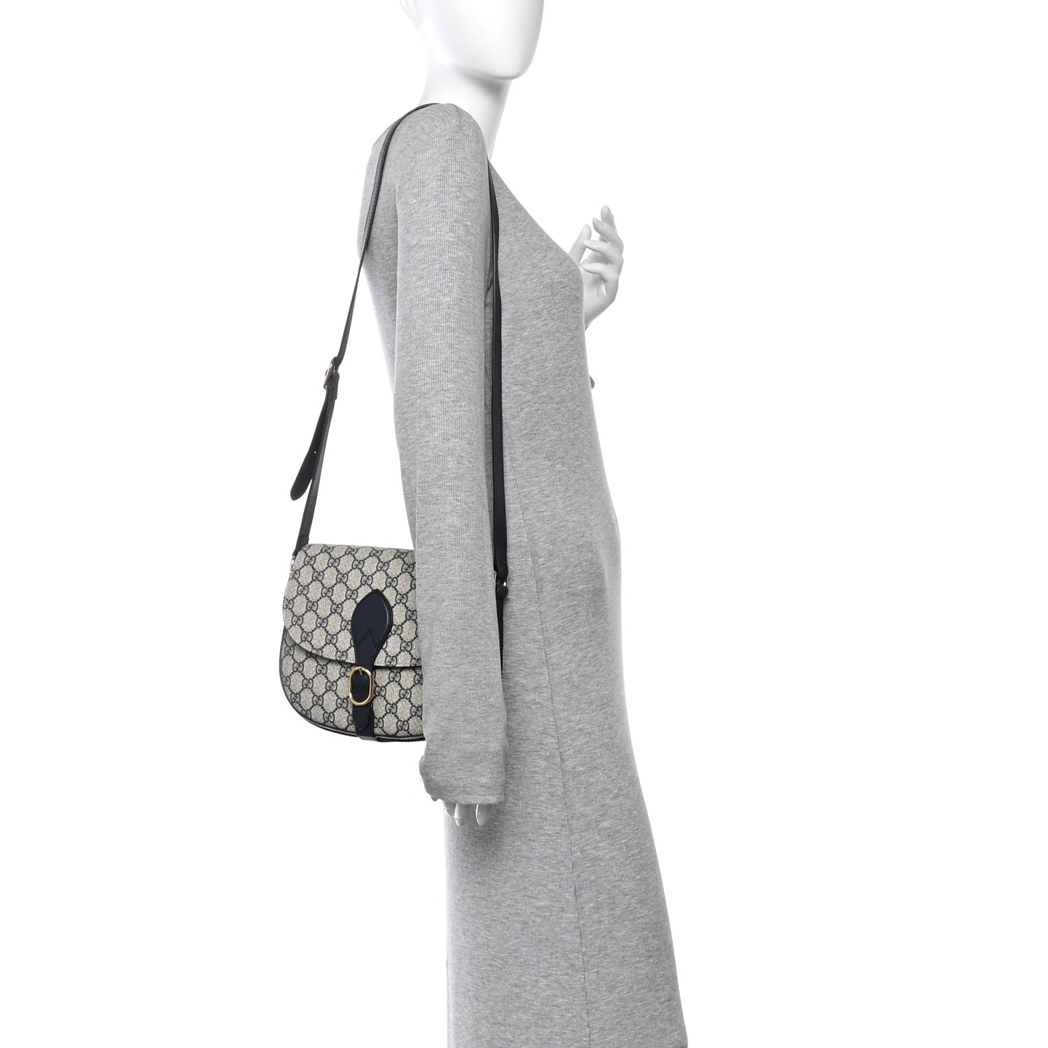 Gucci GG Supreme Monogram Small Messenger Shoulder Bag Beige Blue Navy 3 of 23