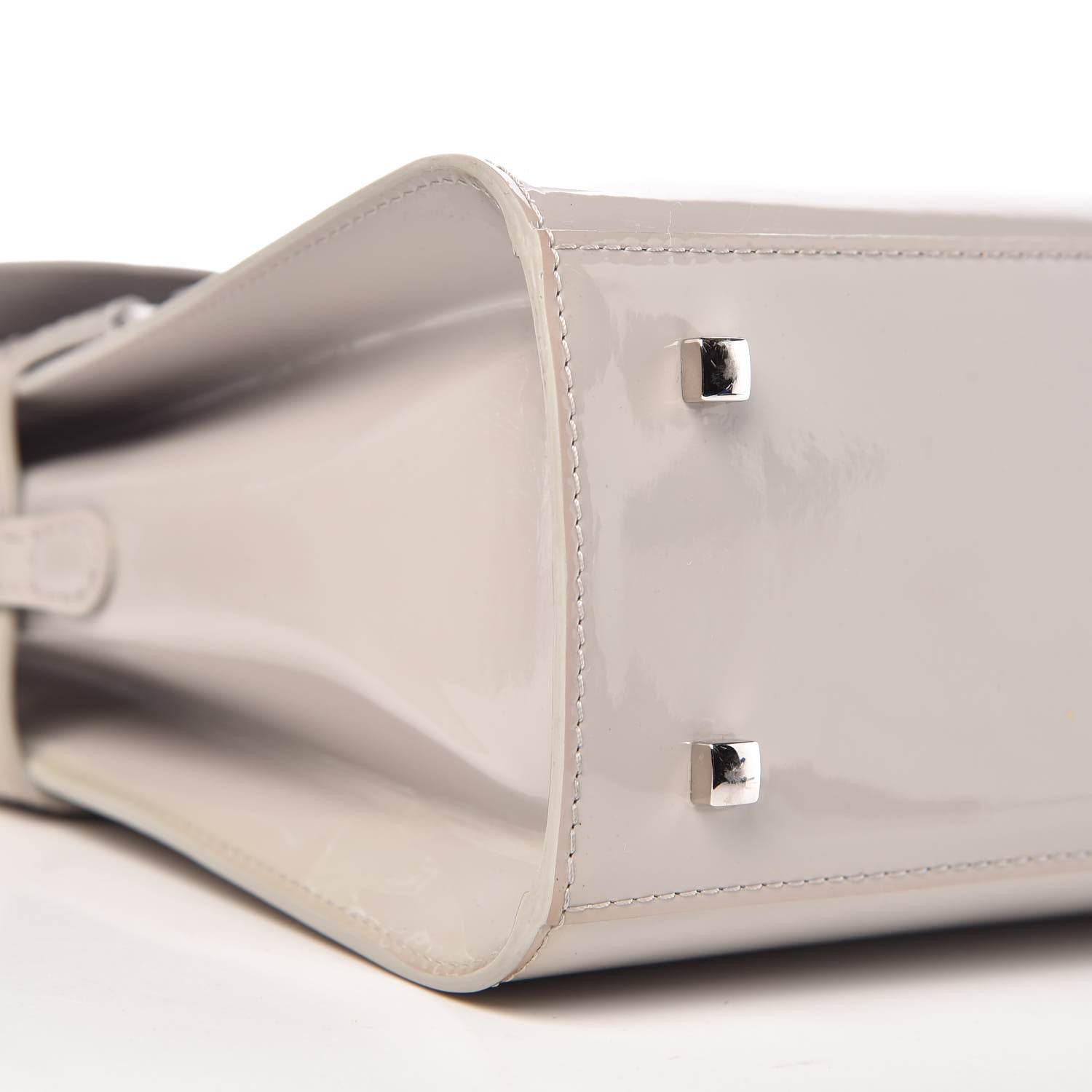 Delvaux Patent Calfskin MM Tempete Satchel Gray 11 of 16