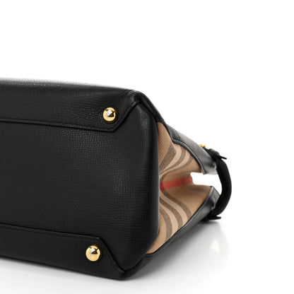 Burberry Derby Calfskin House Check Medium Banner Tote Black 9 of 9