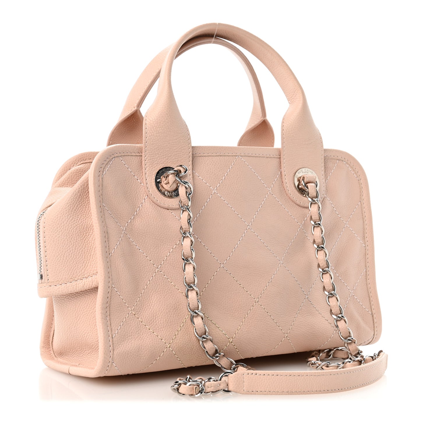 Caviar Quilted Small Deauville Bowling Bag Light Pink