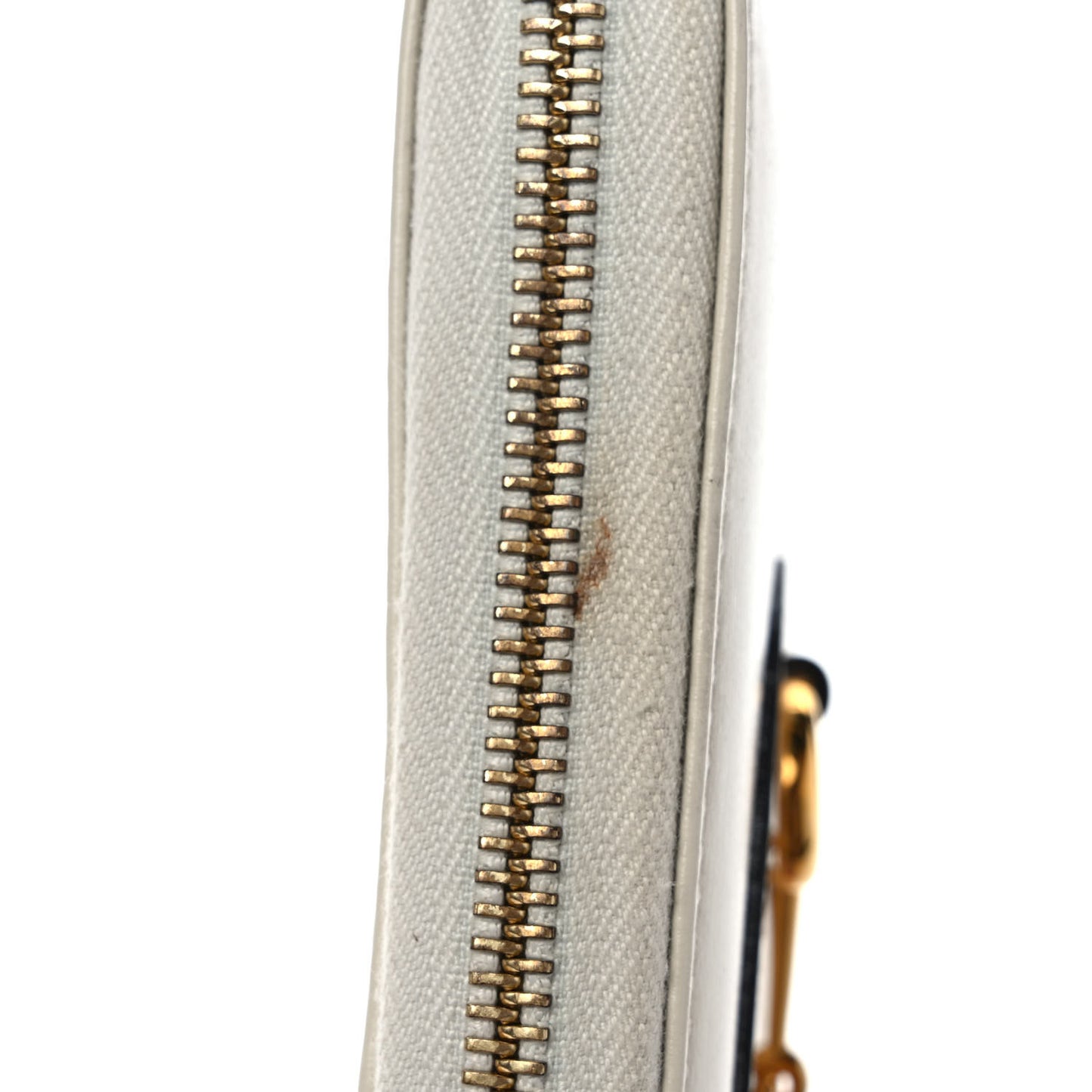 Boarded Plutone Calfskin Horsebit 1955 Zip Around Wallet Mystic White