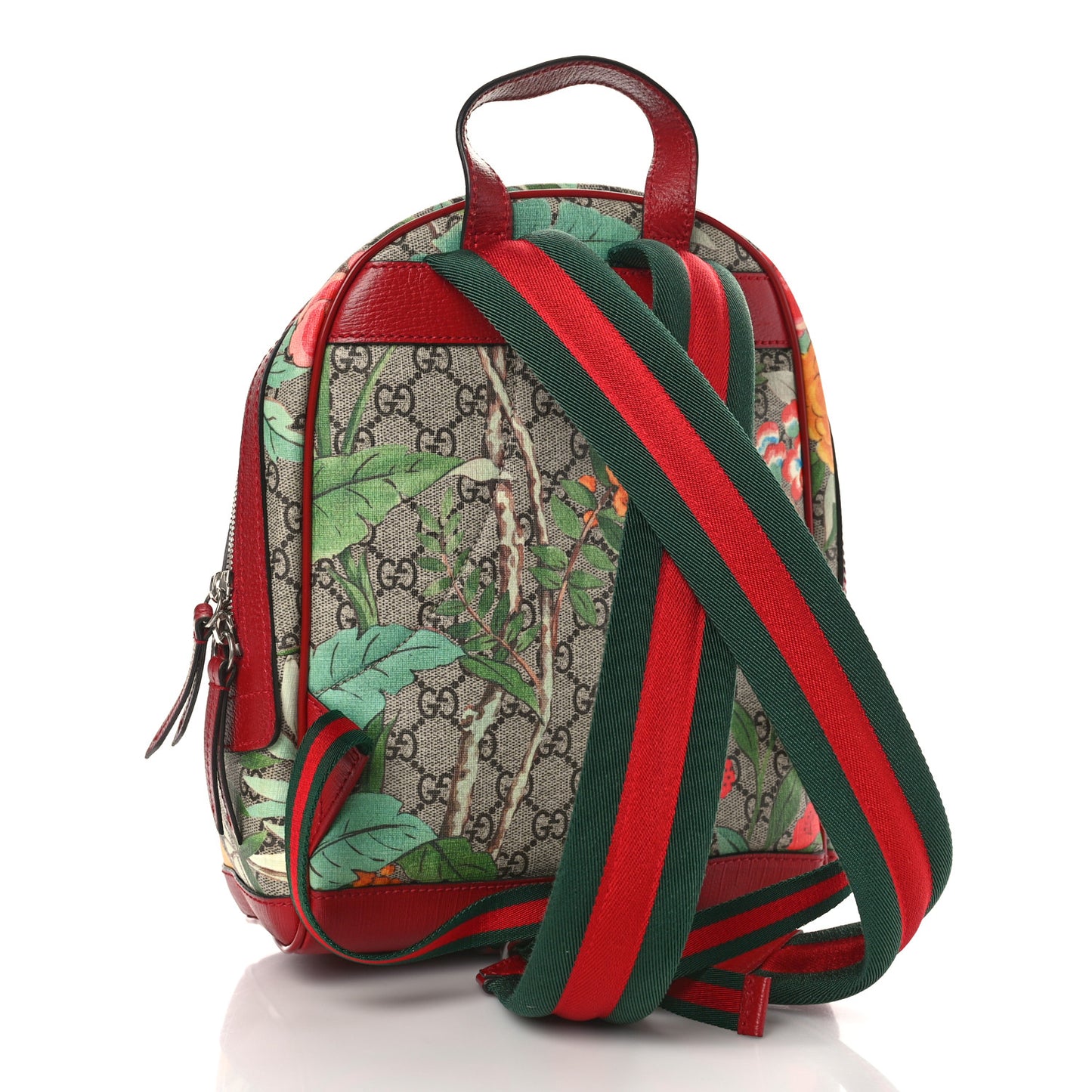 GG Supreme Monogram Tian Web Small Day Backpack Beige Multicolor Red