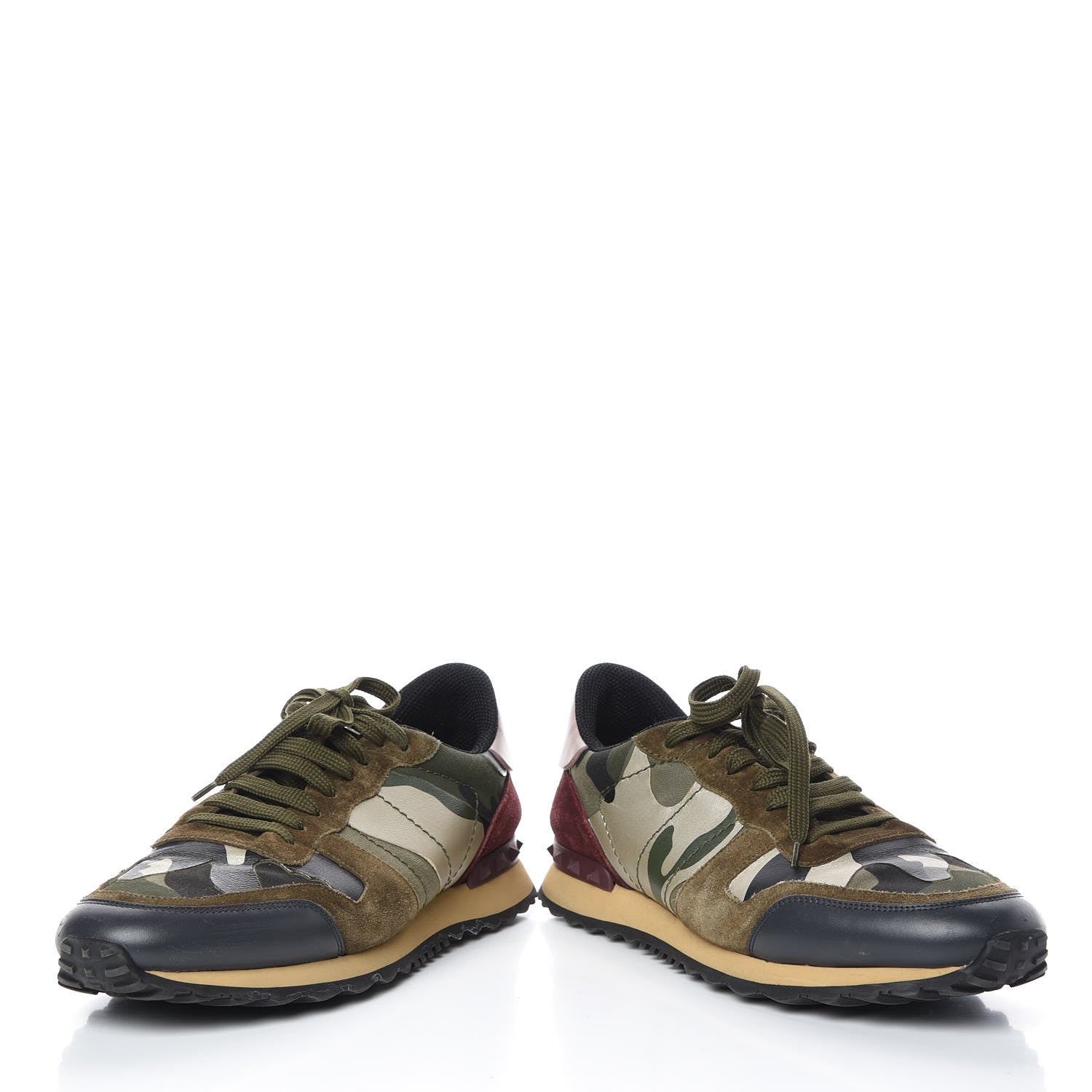 Valentino Garavani Nappa Suede Camouflage Mens Rockrunner Sneakers 44 Military Green 4 of 17