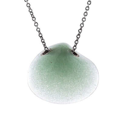 Tiffany Sterling Silver Green Aventurine Elsa Peretti Cat Island Isle Shell Pendant Necklace 3 of 8