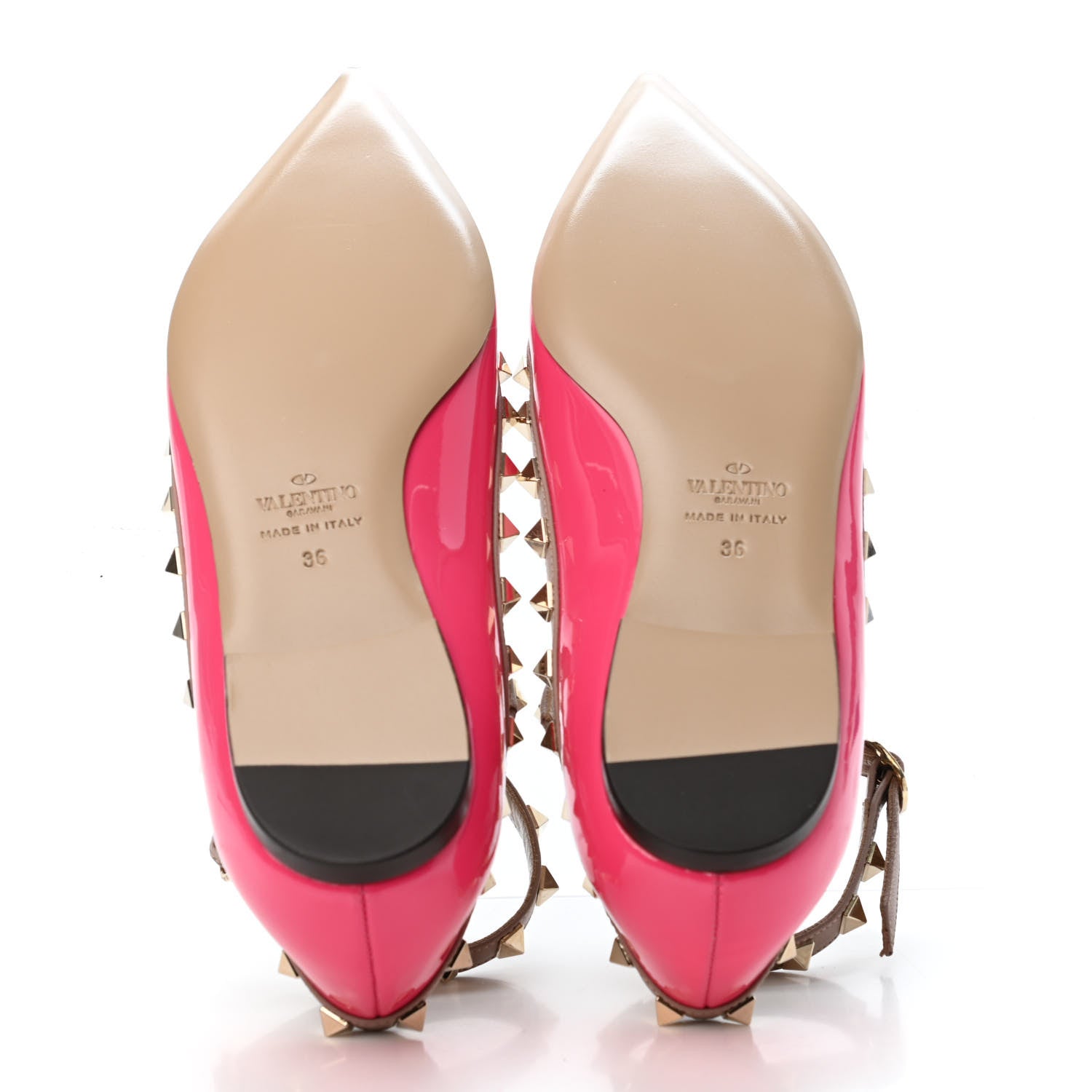 Valentino Garavani Patent Nappa Rockstud Cage Ballerina Flats 36 Peony Poudre 4 of 4