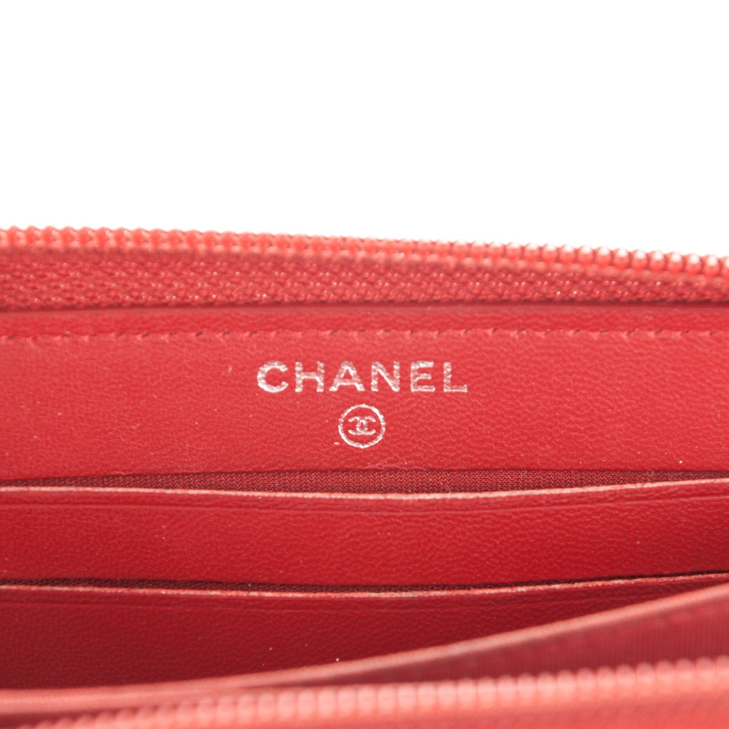 Lambskin Quilted Small Boy Zip Around Wallet Red
