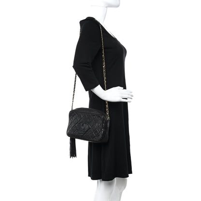 Chanel Lambskin Quilted CC Tassel Camera Case Black 2 of 12