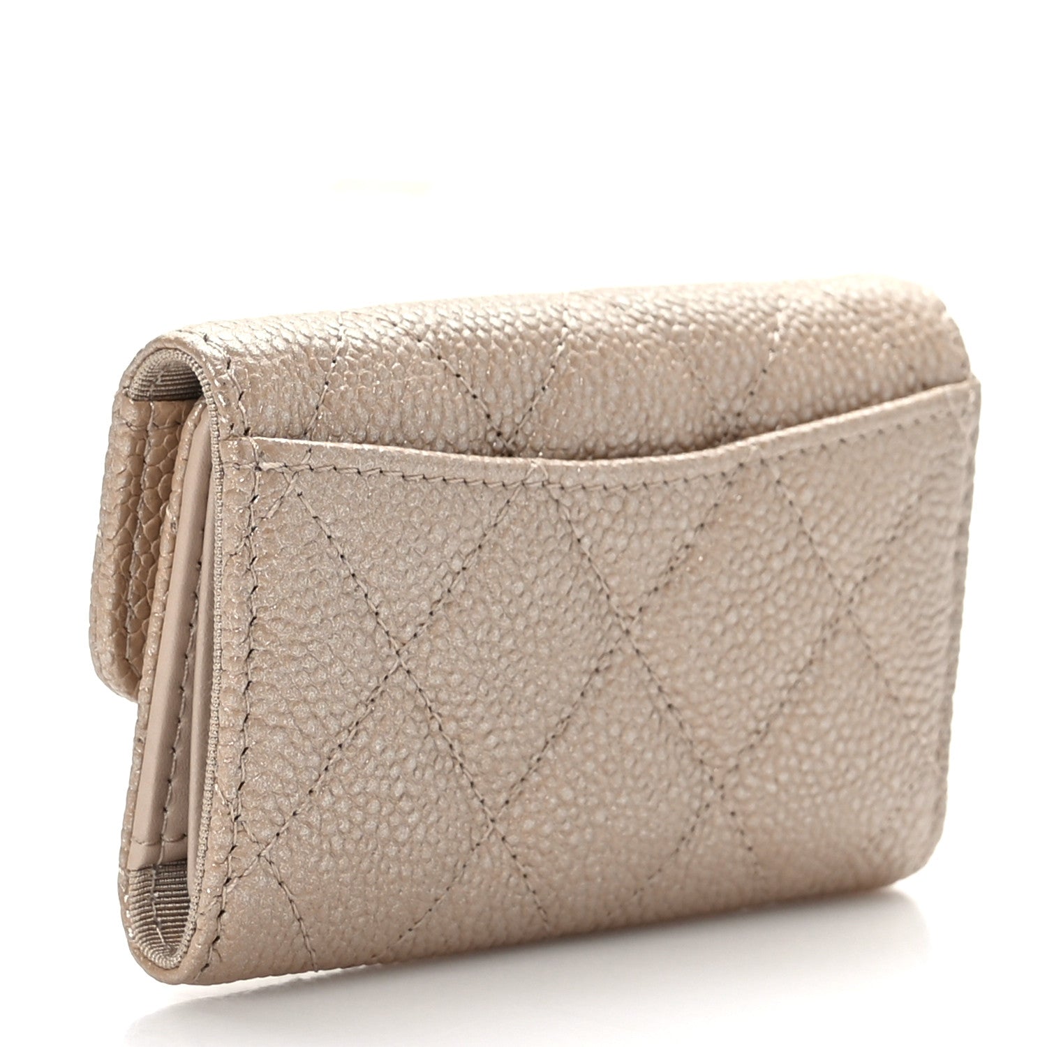 Chanel Metallic Caviar Quilted 6 Key Holder Light Beige 3 of 9