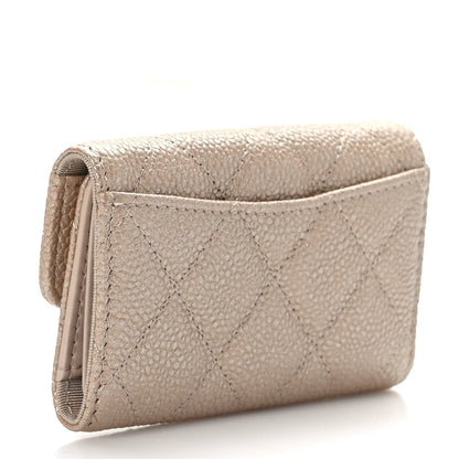 Chanel Metallic Caviar Quilted 6 Key Holder Light Beige 3 of 9